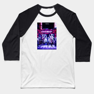 Tokyo Street Neon Synthwave Baseball T-Shirt